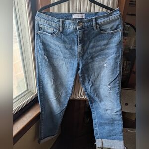 KanCan Medium Blue Distressed Cropped Boyfriend Jeans